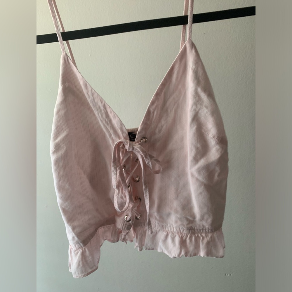 Adeline Pink Sleeveless Corset Like Crop Top Size Large